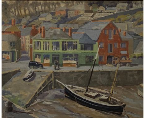 J R Park - 20th century British School, oil on canvas or a Cornish Harbour Scene, signed 50cm x 60cm  - Condition Report 