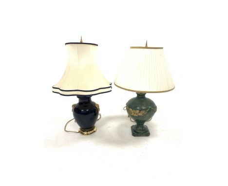 Cloisonne style table lamp with shade together H75cm with another table lamp (2) - Condition Report 