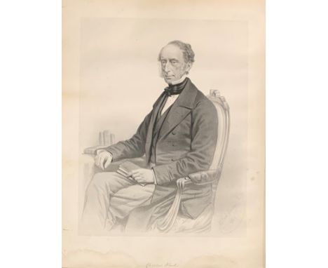 Portrait print of Charles Wood, 1st Viscount of Halifax in a maple frame, another of Louisa Countess of Durham in maple frame