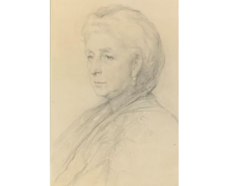 Mrs Gascoigne - Half length portrait of Agnes wife of Charles, 2nd Viscount Halifax, pencil, inscribed on frame, 51cm x 35cm 