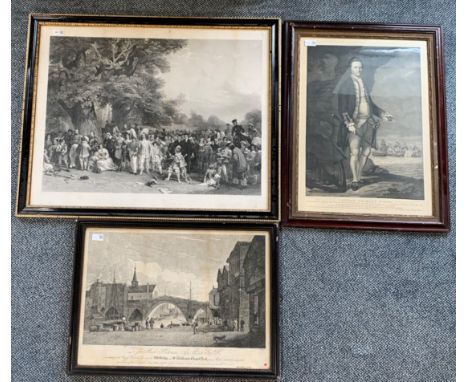 Lewis after Evans  - Large 19th century black and white engraving of a celebration with military figures, 57cm x 76cm, By and