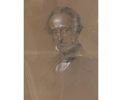George Richmond (1809-1896): Half length portrait of Charles Wood, 1st Viscount of Halifax, pencil heightened in white and re