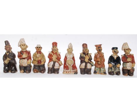 TREMAR; A collection of 9x Tremar pottery figures - Chimney Sweep, Sailor, Bishop, Soldier and others. 