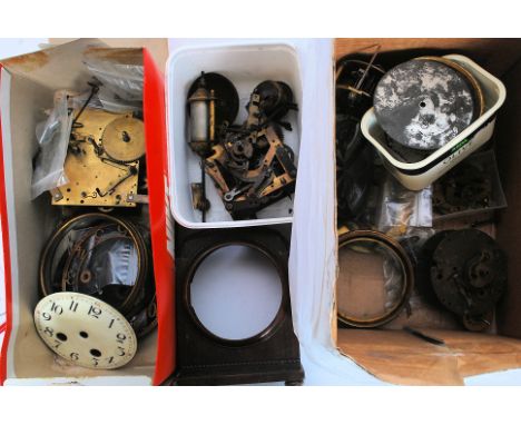 A collection of watch and clock spares, to include faces, cogs, cases etc please see images