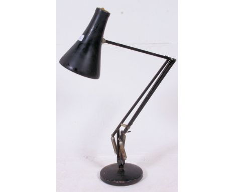 A vintage industrial workmans Anglepoise branded anglepoise desk lamp, in black.   H52 x W200 x D90cm