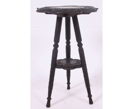 A late 19th century Anglo - Colonial Burmese carved  tripod table side - occasional lamp table The table with fabulous  fret 