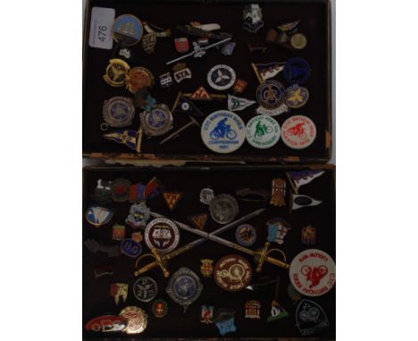 A collection of cycling, shipping and tourist related enamel pin badges from all over Europe and Britain along with some silv