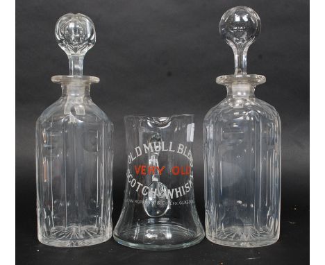 A good cut glass whisky water jug for Old Mull Blend Scotch Whisky by John Hopkins. Together with a 2 good early 20th century