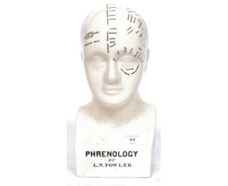 A ceramic Phrenology head stamped by L.N. Fowler, 337 Strand London. H28 cm 