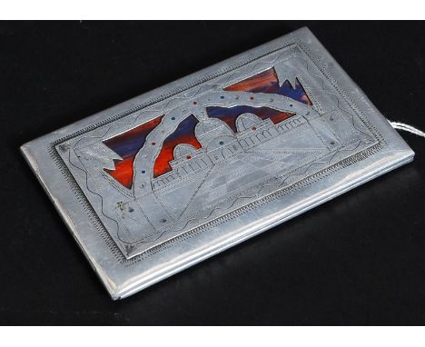 An Afrikakorps / DAK theatre made cigarette case. Believed German Army 1939- 1945 with Lili Marlene to front , photograph sli