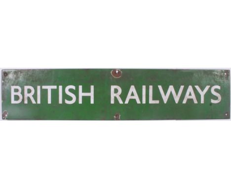 A small vintage mid 20th century British railways enamel sign being Southern Region taken from Exeter St David's. The sign wi