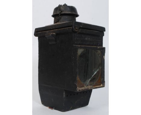 A Welch Patent  S 35 rectangular Copper Top single clear lens Railway signals Lamp by Lamp Manufacturing & Supplies Ltd Londo