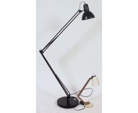 A large contemporary floor standing adjustable anglepoise lamp light, along with a smaller vintage anglepoise style light. 16