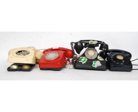 A collection of four vintage and retro telephones, to include a 1950's bakelite, a red, a cream and another
