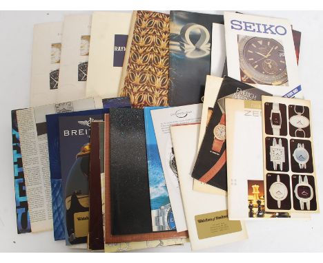 A collection of vintage brochures - instruction manuals for watches / wristwatches. To include Omega, Breitling, Tudor, Seiko