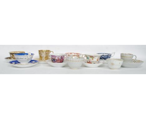 A large collection of 19th and 20th century porcelain teacups and saucers to include Chinese inspired, Imari, Chintz pattern 