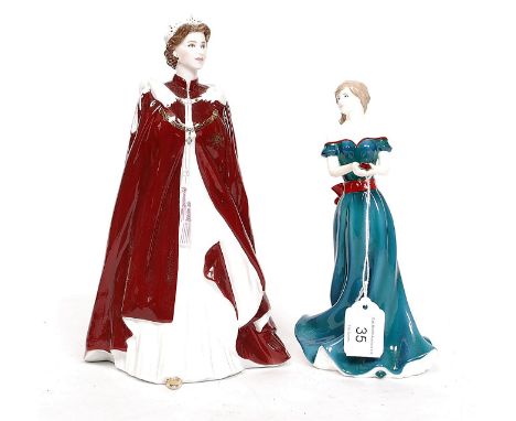 2 Royal Worcester ceramic figurines. Birthstone Crystal - Aries limited edition and ' In Celebration of the Queens Birthday '