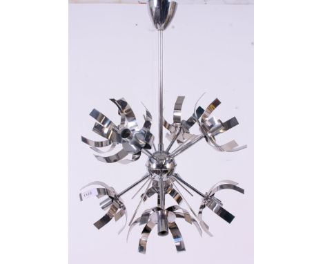 A vintage / retro sputnik starburst light fitting eight branch chandelier