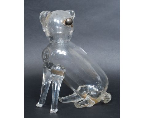 An interesting glass Decanter, early 20th century and probably Asprey, but unmarked, in the form of a seated dog. Detailed he