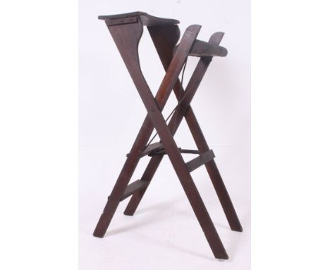 A vintage early 20th century tennis umpires chair. Of metamorphic folding action having original seat. H240 x W52 x D90 cm 