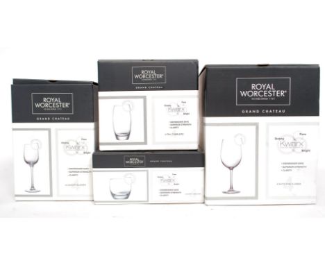 A collection of Royal Worcester boxed glassware to include Grand Chateau Short Tumblers, Tall Tumblers, Wine Glasses etc ( ne