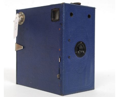 A circa 1920's Ross Ensign E 29 box camera in blue with original carry case