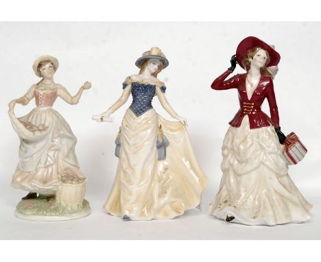 3 Royal Worcester figurines to include Alice ' Summer Romance ', Victoria by Richard Moore and Fruit Picking Ltd edition 2760