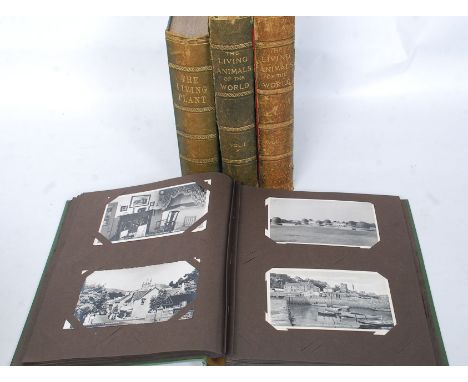 A collection of vintage and later postcards some within an album along with several loose cards