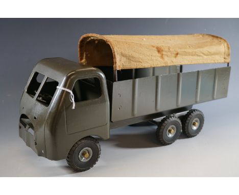 A vintage tinplate toy army truck, 45 cm