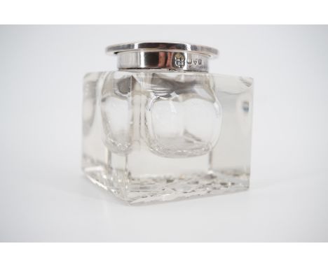 An Edwardian silver mounted cut glass inkwell, George Nathan and Ridley Hayes, Chester, 1906