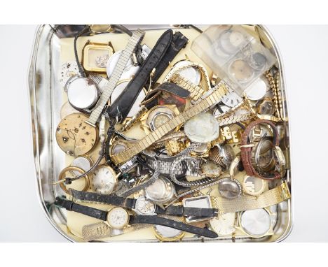 A large quantity of vintage manual wind wrist watches and watch parts
