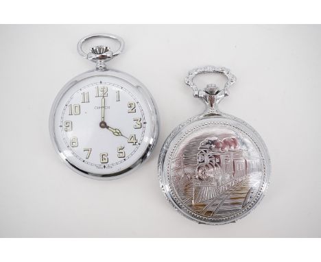 A contemporary Timex railway pocket watch and one other (a/f)