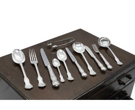 A silver canteen of cutlery, by Garrard &amp; Co, London various dates, 1950-1960, serving twelve places, comprising table fo