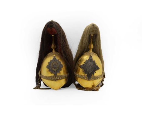 A 6th Dragoon Guards (Carabiniers) Officer’s 1871 Pattern helmet,  with applied star and red plume, inscribed 'Honi soit qui 