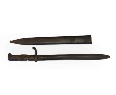 An Imperial German World War I bayonet,  98/05 'Butcher' pattern, the blade stamped P D Luneschloss Solingen, housed in an ir