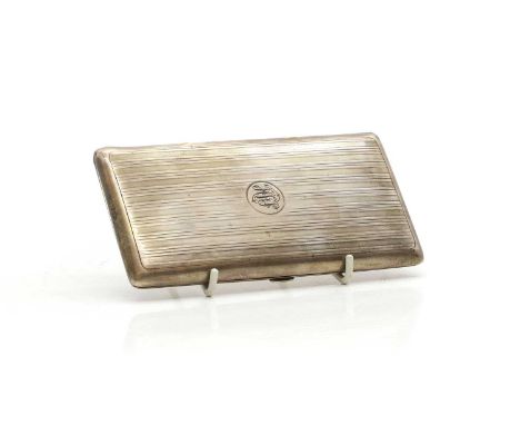A silver cigarette case by William Neale &amp; Son, Birmingham 1945, with engine-turned decoration, and engraved initials, to