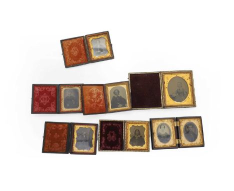 A collection of seven Ambrotype portraits 9th century, of various sizes in leather cases largest 9.5 x 8cm (7)Condition Repor