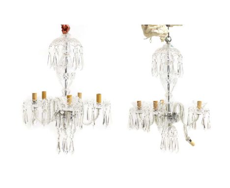 A Waterford glass chandelier  with scroll branches togther with one other similar (2)  Condition ReportPAT test - Waterford o