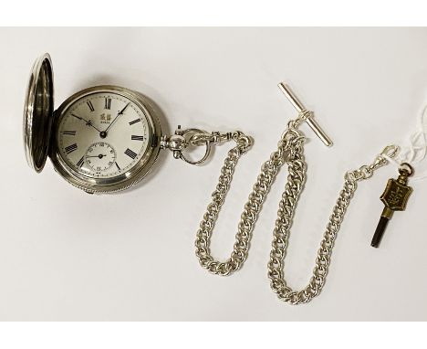 SILVER CHINESE FULL HUNTER LEVER FUSEE WITH CHINESE KEY