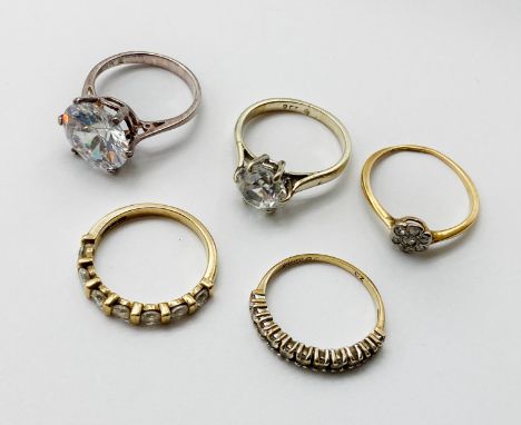 FIVE 9CT GOLD RINGS - SIZES K/L
