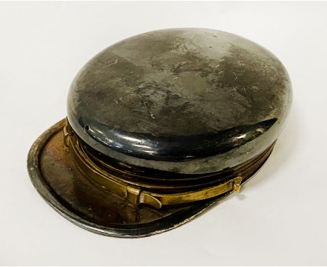 WHITE METAL MILITARY HAT SNUFF BOX