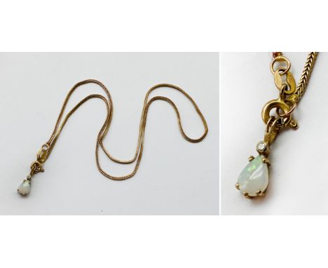 9CT GOLD OPAL PENDANT &amp; CHAIN