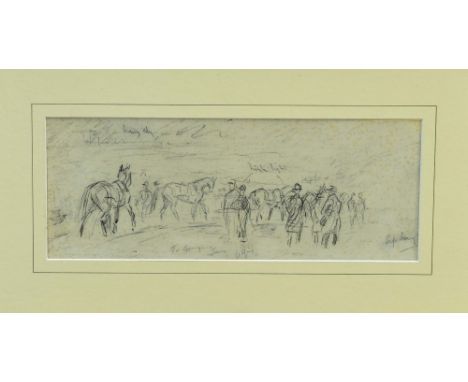 *Sir Alfred Munnings (1878 - 1959), pencil sketch - Coronation Cup, Epsom 1937, signed and inscribed 'To George & Joan, Alfre