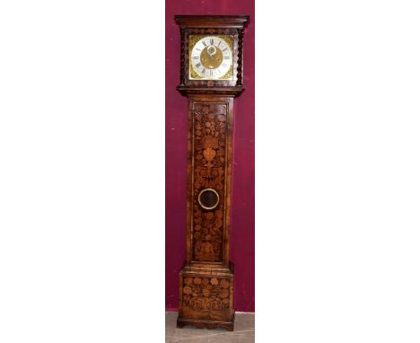 Early 18th century eight day marquetry longcase clock with 11 inch square brass and silvered dial, signed - Wm. Grimes, Londo