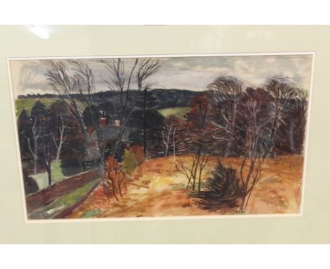 Glyn Griffiths (1926 - 1999), watercolour - 'Autumn', 30cm x 40cm, framed, together with an oil on board, by M. James and an 