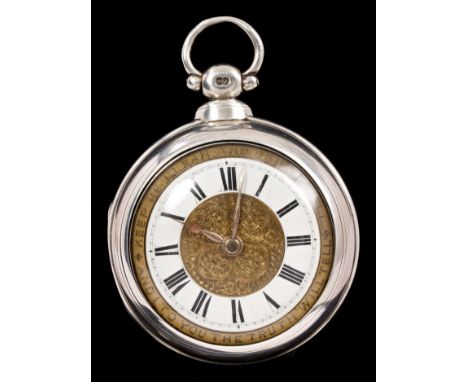 Victorian gentlemen's silver pair-cased pocket watch, the key-wind fusee movement with verge escapement, unsigned, numbered 5