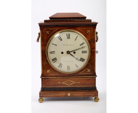 Regency bracket clock with white painted dial, signed - James Graham, London, eight day double fusee movement with anchor esc