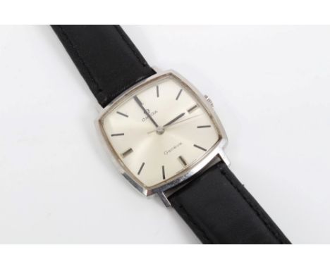 1960s / 1970s gentlemen's Omega Genève stainless steel wristwatch, manual-wind movement, with brushed satin finish dial, bato