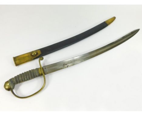 VICTORIAN POLICE SWORD. A Victorian county constabulary short sword & scabbard. Stamped 'S.C.C' & numbered '437' possibly for