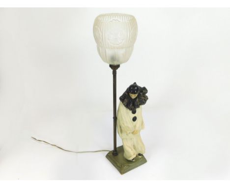 ITALIAN LAMP. An Italian pottery, figural table lamp by Sebelin Treviso. Stamped mark to base. Full height including opaque g